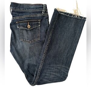 Banana Republic Jeans Stretch Dark Wash Straight Leg Raw Hem Women’s 8